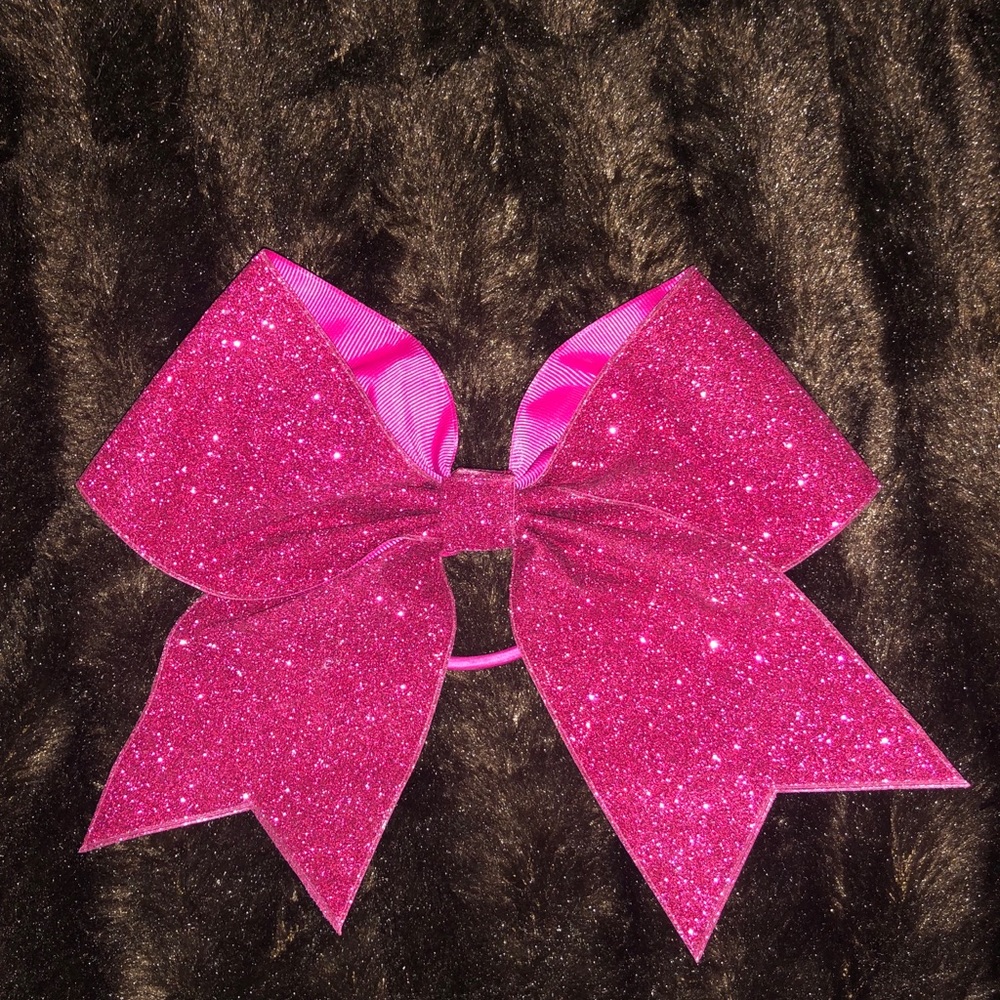 BIG glitter pink cheerleading bow